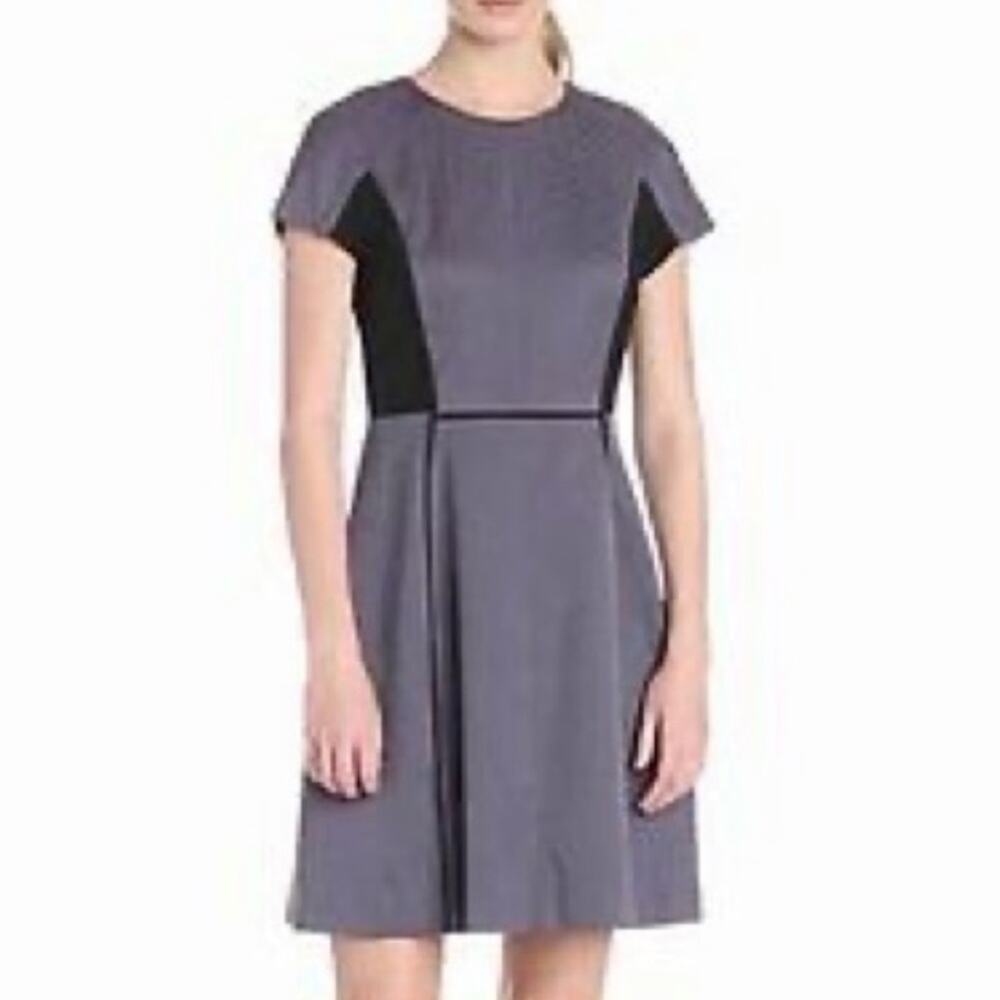 Rebecca Taylor Jacquard Snake Colorblock A-Line Dress Grey Black Size 4